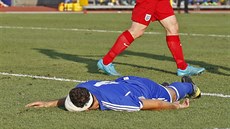 Cristian Brolli, fotbalista San Marina, truchlí. V kvalifikaním duelu o Euro...