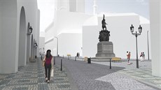 Vítzný návrh na revitalizaci námstí zvauje umístní kopie pomníku marála...