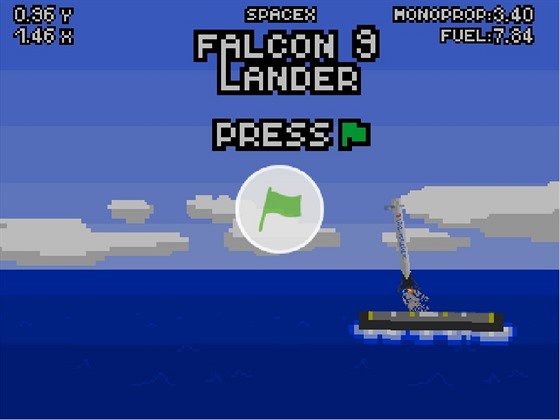 Úvodní obrazovka hry SpaceX Falcon 9 Lander