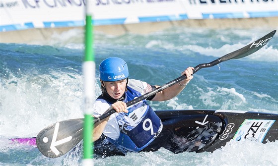 Štěpánka Hilgertová na mistrovství světa ve vodním slalomu v Londýně.