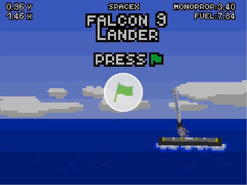 Úvodní obrazovka hry SpaceX Falcon 9 Lander