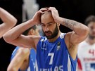 ecký basketbalista Vassilis Spanoulis po prohe se panlskem.