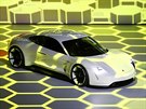 Koncept Porsche Mission E na prezentaci koncernu Volkswagen na letoním roníku...
