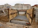 Výstavba tunelového komplexu Blanka - stavenit Hradanská 21. 6. 2012.