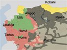 Situace v Sýrii k 9. záí 2015 podle Institute for United Conflict Analysts