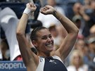 EUFORIE. Flavia Pennettaová po vítzném semifinále US Open.
