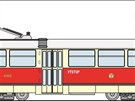 Tramvaj T II íslo 6002 se stala první tramvají ady T schopnou jízdy na...