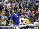 JSEM VE FINÁLE. Novak Djokovi se raduje poté, co postoupil do finále US Open.