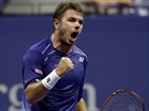 ÚSPCH. Stan Wawrinka slaví zisk fiftýnu v semifinále US Open.