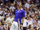 VÍTZNÝ EV. Novak Djokovi se hlasit raduje ve finále US Open.