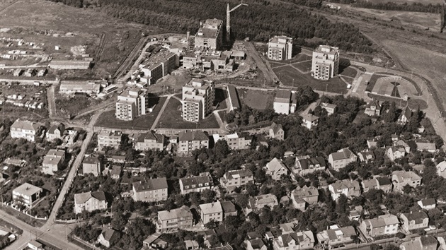 Maleice, letecký pohled z roku 1984.