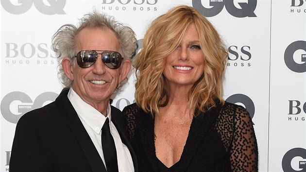 Keith Richards a jeho manželka Patti Hansenová (Londýn, 8. září 2015)