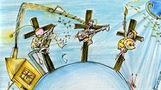 Z obálky Martina Velí�ka k albu U� jsme doma T�i k�í�ky