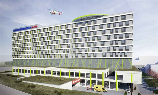 Takto by m�l vypadat nový pavilon chirurgie v areálu Fakultní nemocnice v Plzni...