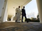 Pape Frantiek se pi návtv Spojených stát setkal s americkým prezidentem...
