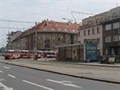 Tramvajová zastávka Prbná na Praze 10.