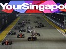 HUKOT NA STARTU. Sebastian Vettel vede ve Velké cen Singapuru formule 1.