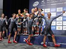 Cyklistky týmu Velocio-Sram slaví na mistrovství svta v Richmondu triumf v...