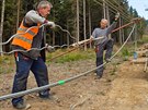 Zapl�t�n� lana na nov� lanovce Hofmanky Express na �ern� ho�e v Krkono��ch...