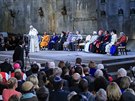 Pape Frantiek promluvil i bhem ceremonie uvnit newyorského památníku obtem...