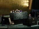 Ruský prezident Vladimir Putin bhem svého projevu pi Valném shromádní OSN...