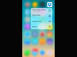 3D Touch: kontextov nabdka aplikace Dropbox.