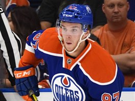 Connor McDavid z Edmontonu v pprav proti Minnesot