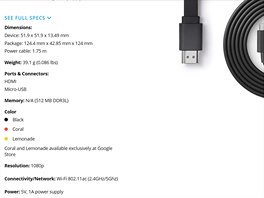 Specifikace nového Google Chromecast