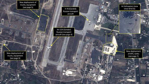 Ruská vojenská technika na základně u syrského přístavu Latakíja (15. září 2015)