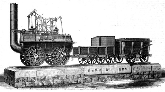 Lokomotiva, která zahájila 24.9.1825 provoz na trati Stockton - Darlington.