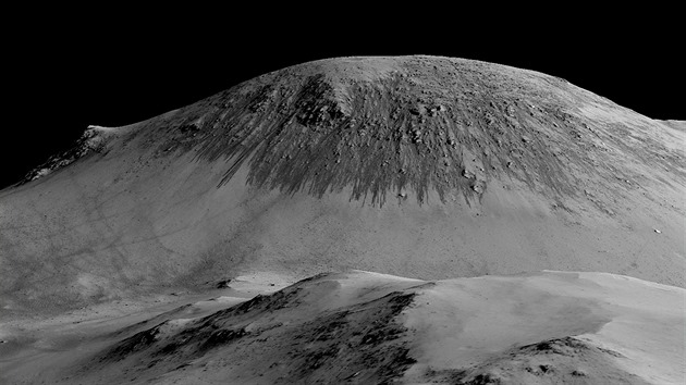 Stopy po vodě? Snímky stružek širokých jeden až deset metrů z povrchu planety Mars v počítačovém modelu.