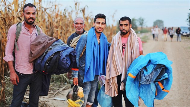 Uprchlíci na hranicích Chorvatska a Maďarska (20. září 2015)