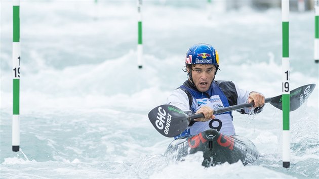 Vavinec Hradilek na mistrovstv svta ve vodnm slalomu v Londn.