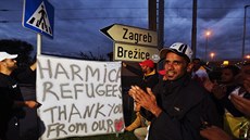 Uprchlíci na chorvatsko - slovinském přechodu Harmica (20. září 2015)
