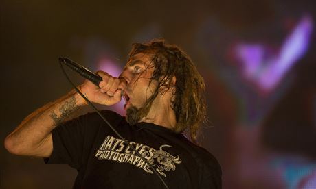 Randy Blythe, zpvák kapely Lamb of God, na festivalu Rock in Rio (24. záí...