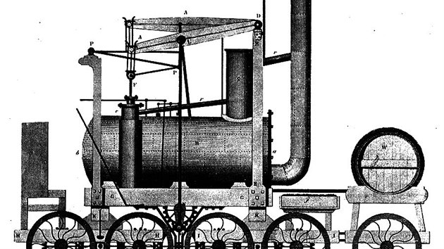 Lokomotiva Williama Hedleye se čtyřmi hnanými spřaženými nápravami