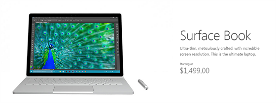 Surface Book Pro na stránkách Microsoftu