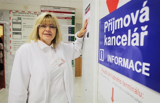 Průvodkyně pacientů Lenka Kroftová ve Fakultní nemocnici v Plzni na Lochotíně....