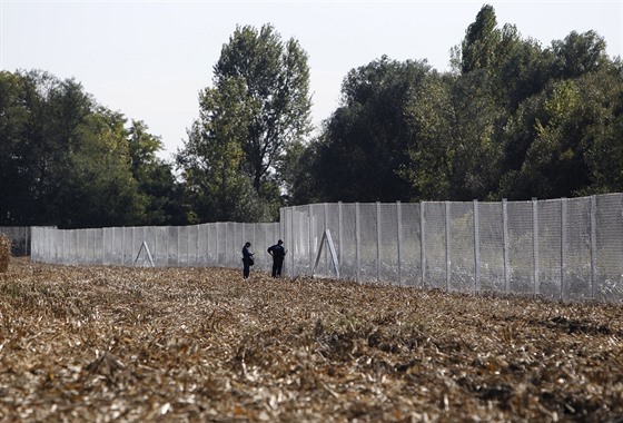 Maartí vojáci budují plot na maarsko-chorvatských hranicích (1. íjna 2015).