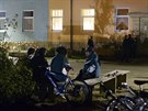 Policie vyetuje poár uprchlického centra v Saalfeldu (5. íjna 2015)