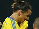 GÓL. Zlatan Ibrahimovic pispl k vítzství védska v Lichtentejnsku 2:0...
