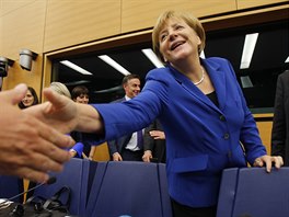Německá kancléřka Angela Merkelová v Evropském parlamentu. (7. října 2015)