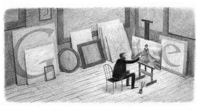 Doodle, kterým google.com v roce 2013 pipomínal malíe Maxe vabinského.