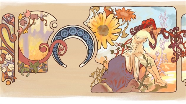 Doodle, kterým google.com v roce 2010 pipomínal malíe a designéra Alfonse...