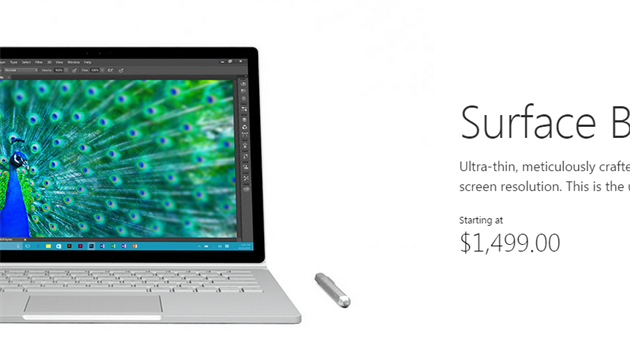 Surface Book Pro na stránkách Microsoftu
