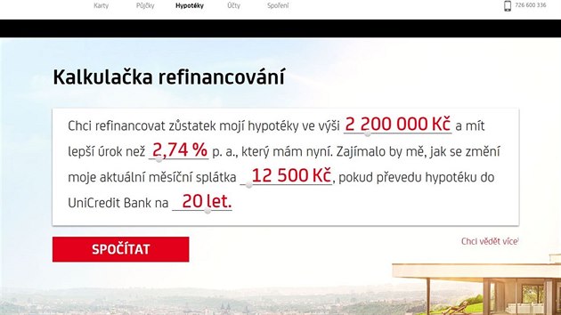 Klient si nejprve na kalkulace porovn, jak by refinancovnm mohla hypotka zlevnit.