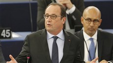 Francouzský prezident Francois Holland v Evropském parlamentu. (7. íjna 2015)