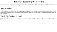 Stránka Interrupt Technology Corporation je asi jednou z tch nejvíce strohých...