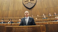 Slovenský prezident Andrej Kiska pi projevu v Národní rad Slovenské republiky...