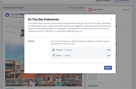 Nová funkce Facebooku umoní filtrovat vzpomínky.